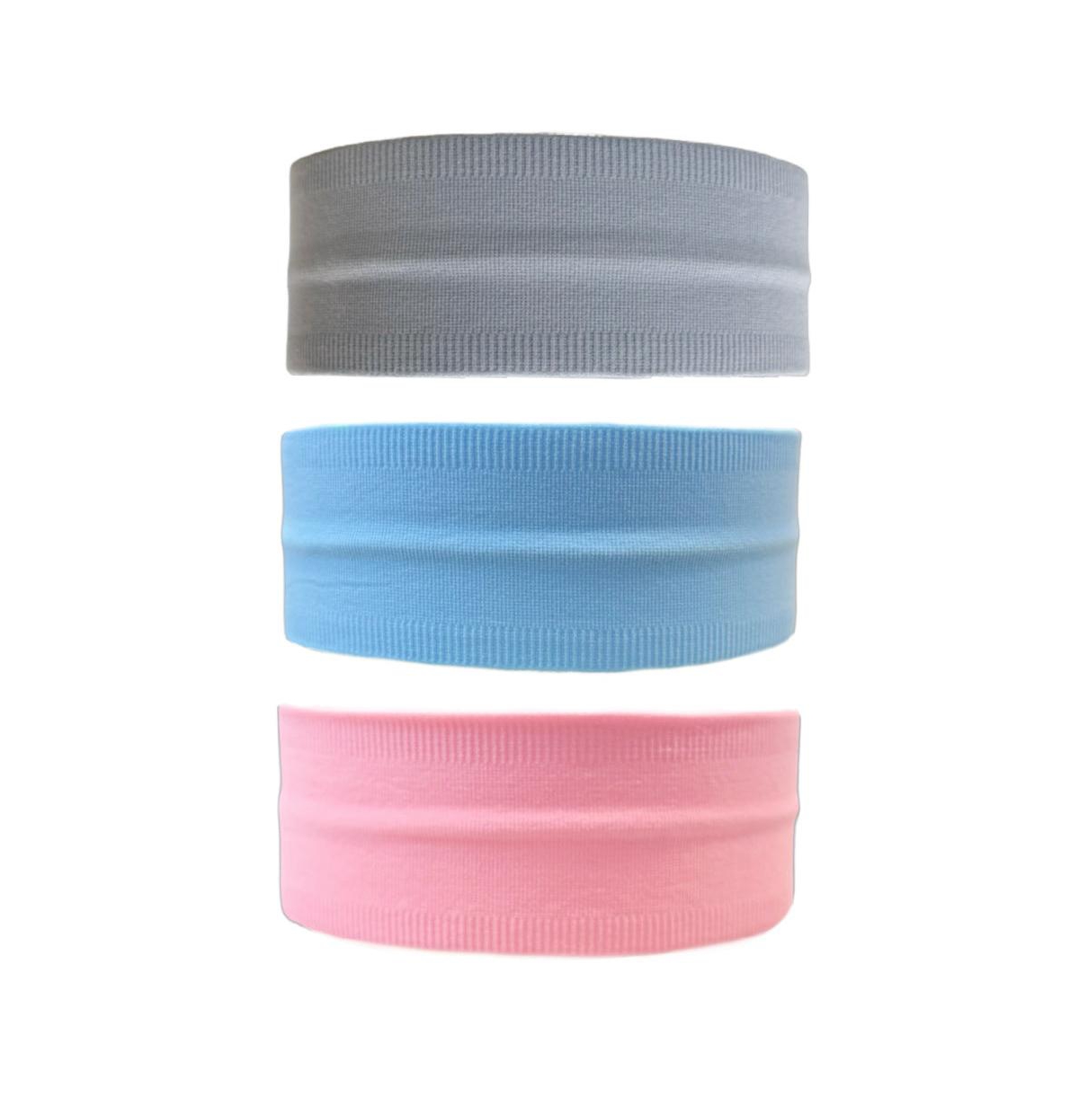 Women's Pack of Wide Training Headbands - Blue + Grey + Pink - Assorted pre-pack