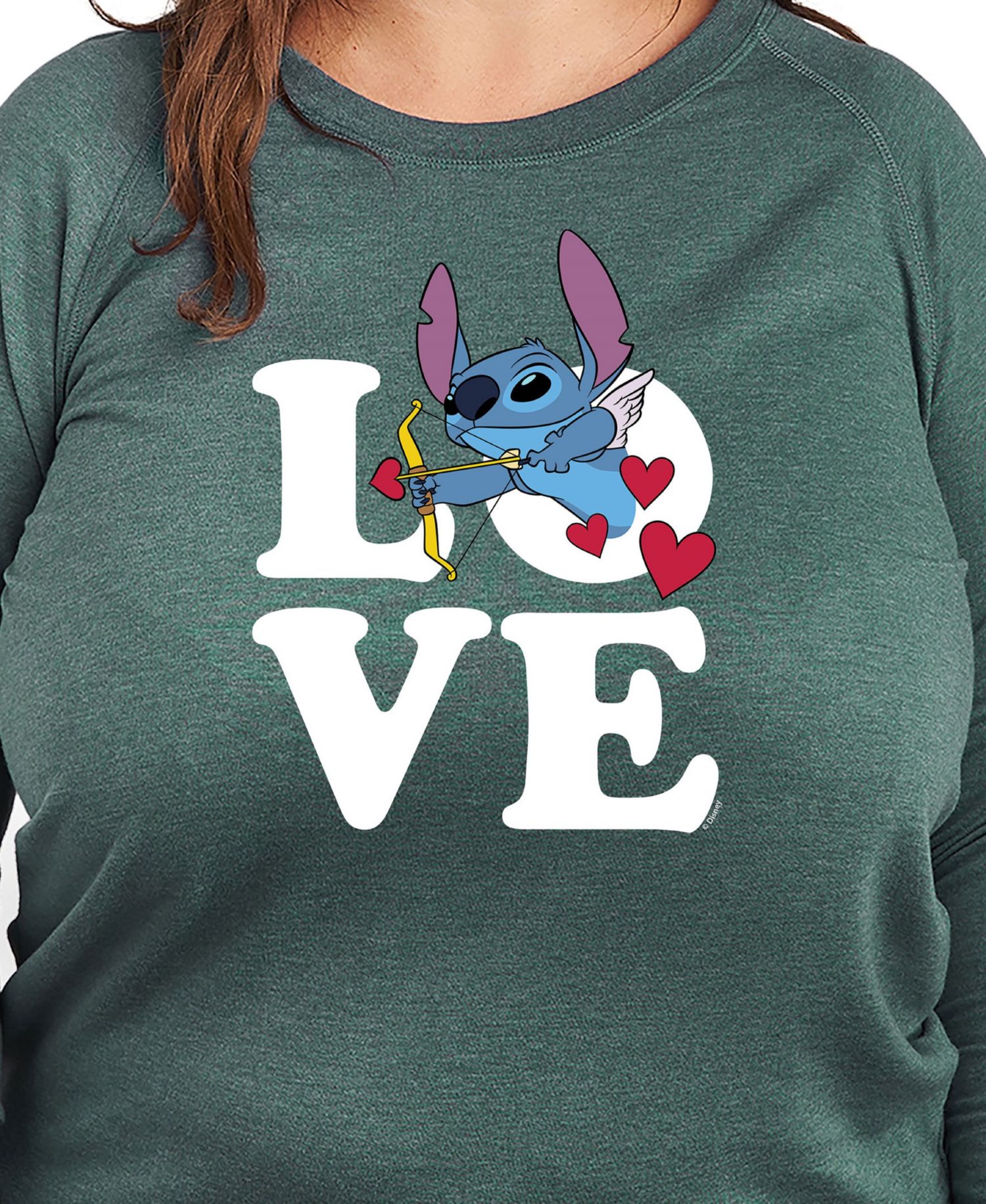 Plus Size Stitch Valentine's Day Love Crew Neck T-Shirt