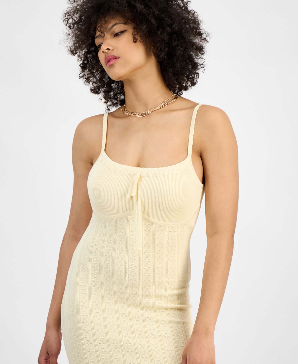 Guess Reina Pointelle Sweater Dress In Butter Icecream Multi