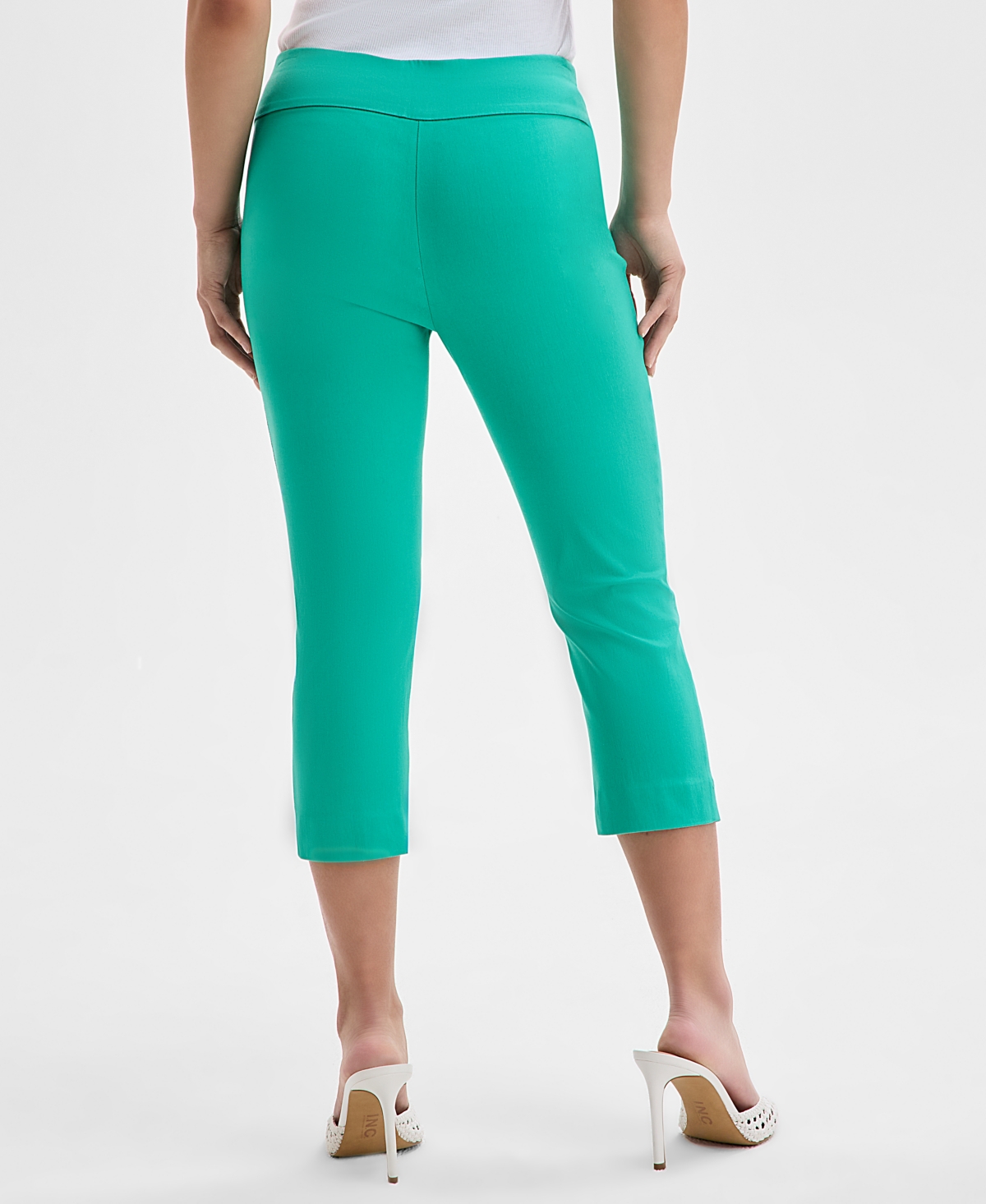 Inc International Concepts Women's Tummy-control Pull-on Capri Pants, Created For Macy's In Green