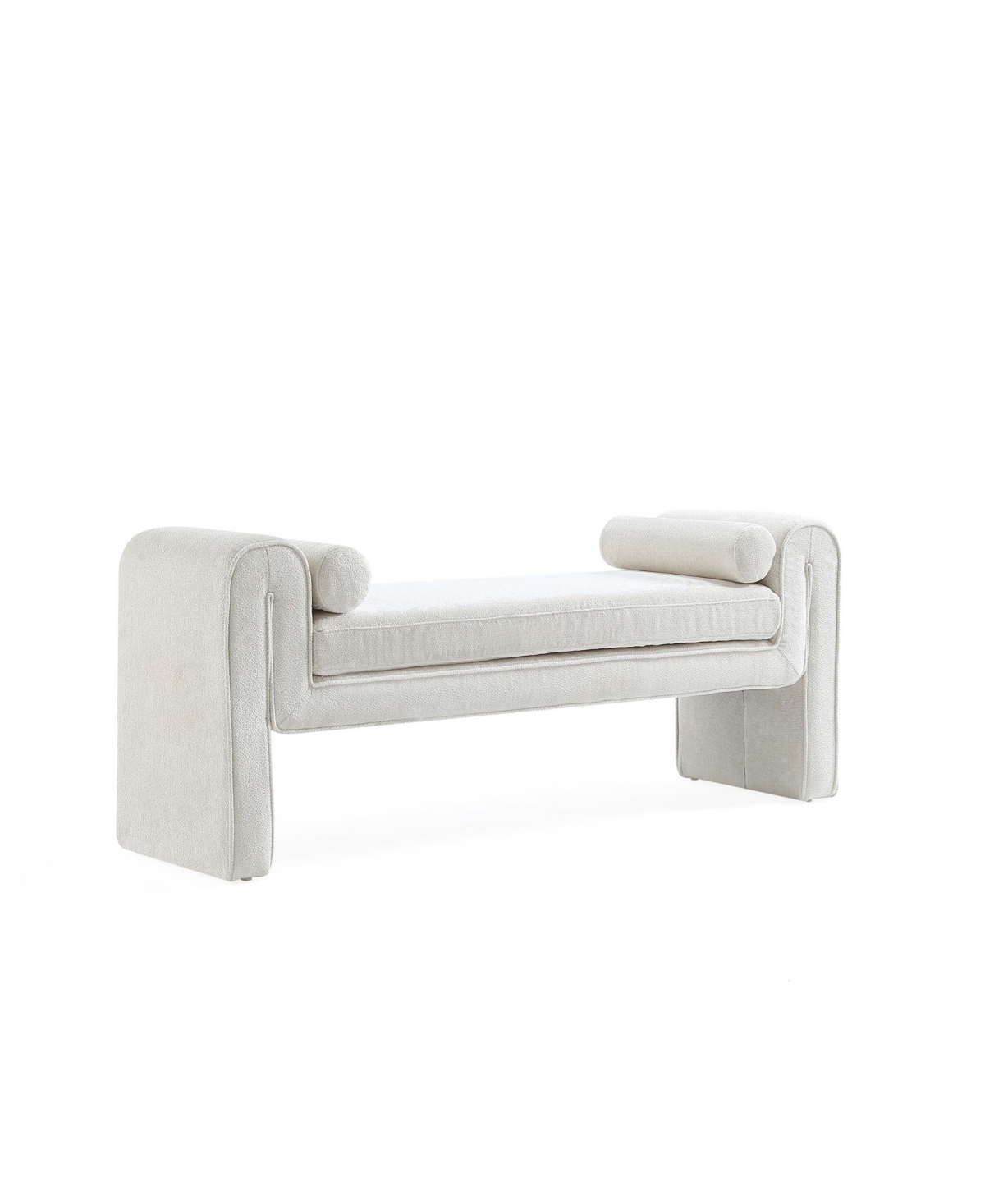Manhattan Comfort Modern Concord Chenille 59in Bench In Ivory