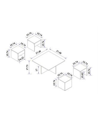 37.4" Haley Modern Nested Coffee Table and Ottoman Set