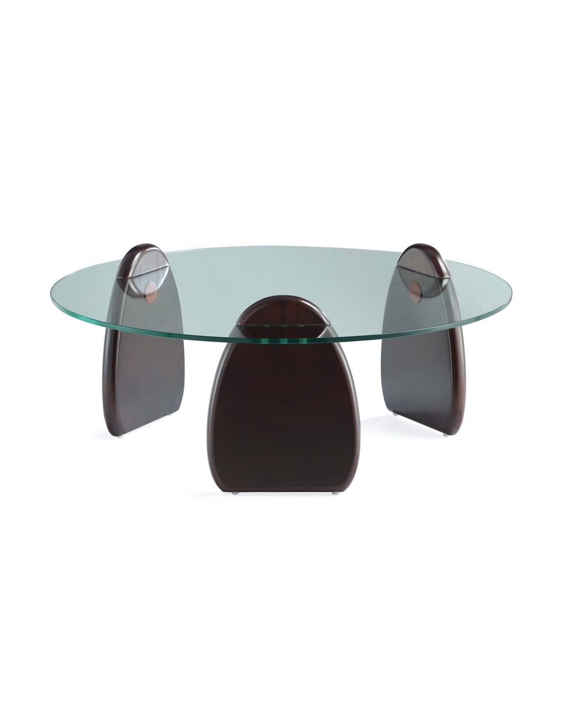 Manhattan Comfort 35.43" Artesia Modern Tempered Glass Top Coffee Table In Dark Walnut