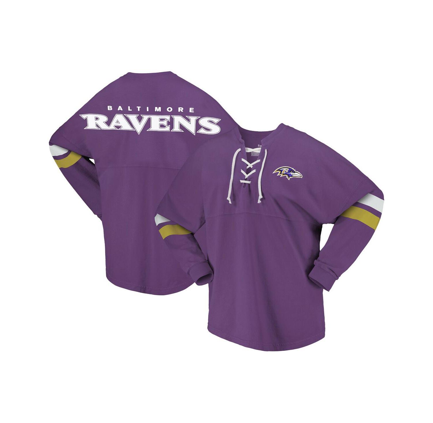 Women's Purple Baltimore Ravens Spirit Jersey Lace-Up V-Neck Long Sleeve T-Shirt