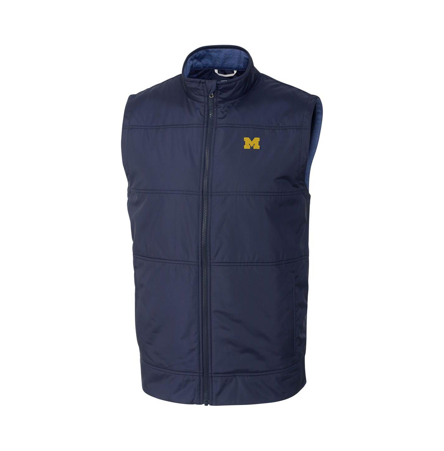 Мужской жилет Cutter & Buck Michigan Wolverines Stealth на молнии, Navy — фото 1