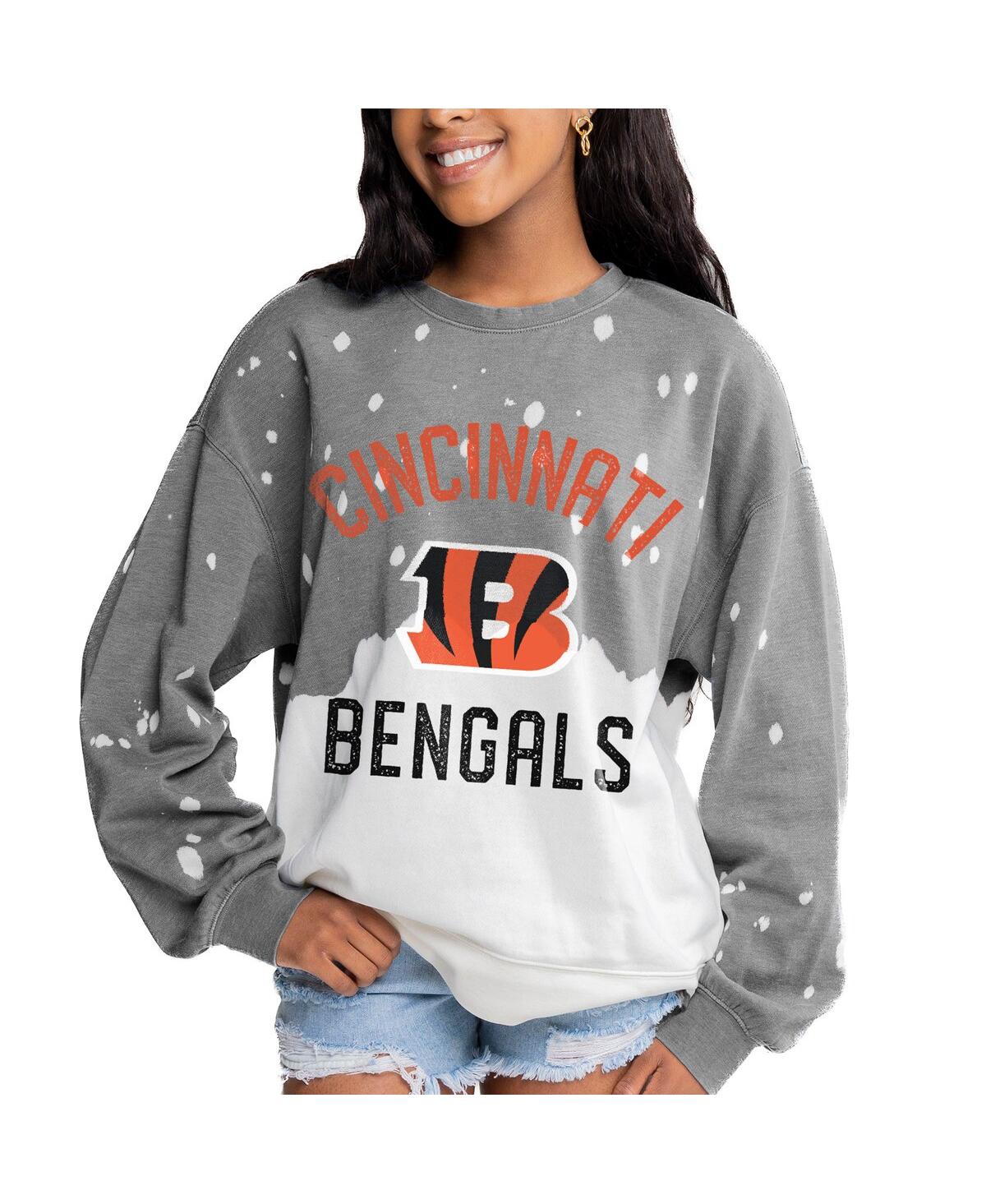 Gameday Couture Women's Gray Cincinnati Bengals Coin Toss Faded French Terry Pullover Sweatshirt In Gray