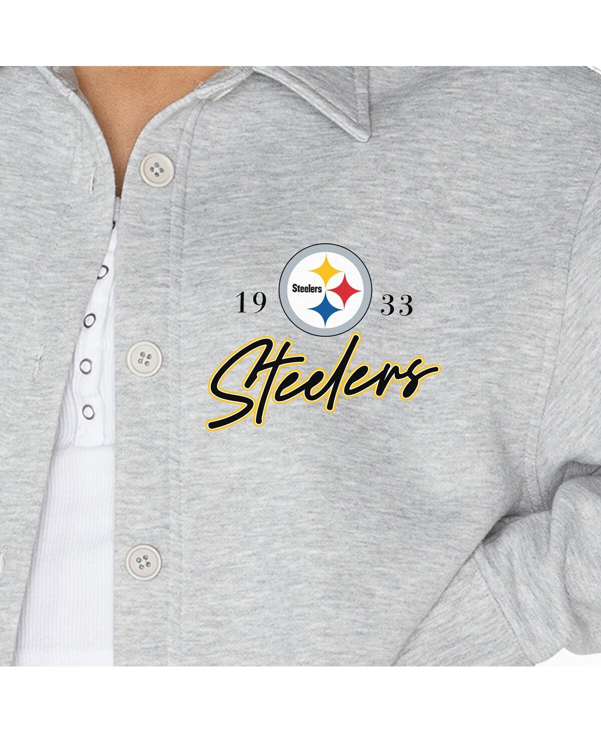 Shop Gameday Couture Women's Ash Pittsburgh Steelers Full-button Long Sleeve Overshirt