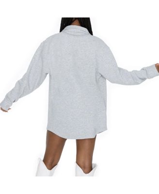 Women's Ash Kansas City Chiefs Full-Button Long Sleeve Overshirt