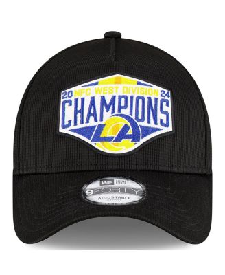 Men's Black Los Angeles Rams 2024 NFC West Division Champions Locker Room 9FORTY A-Frame Adjustable Hat