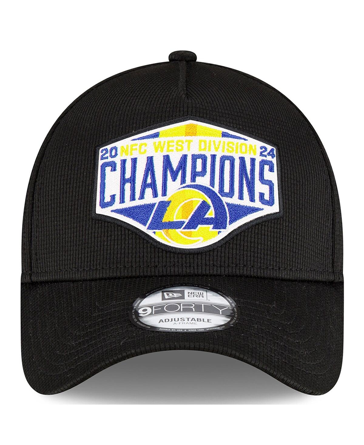 New Era Men's Black Los Angeles Rams 2024 Nfc West Division Champions Locker Room 9forty A-frame Adjustable In Black