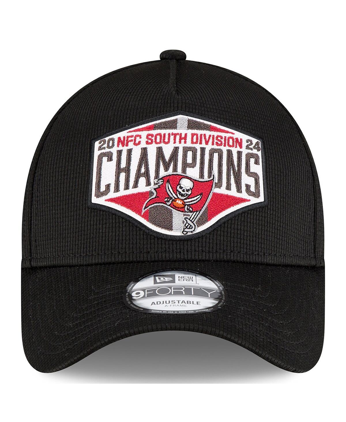 New Era Men's Black Tampa Bay Buccaneers 2024 Nfc South Division Champions Locker Room 9forty A-frame Adjust In Black