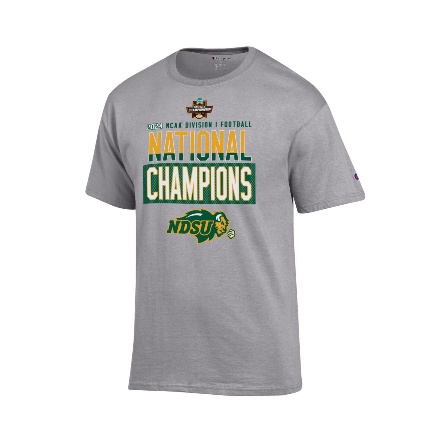 Мужская футболка Champion Gray Ndsu Bison 2024 NCAA Fcs Football National Champions Locker Room — фото 3
