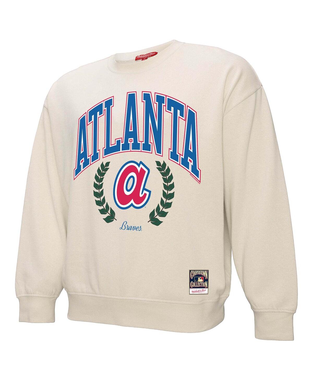 Mitchell & Ness Women's Cream Atlanta Braves Cooperstown Collection Laurel Pullover Sweatshirt In Cream
