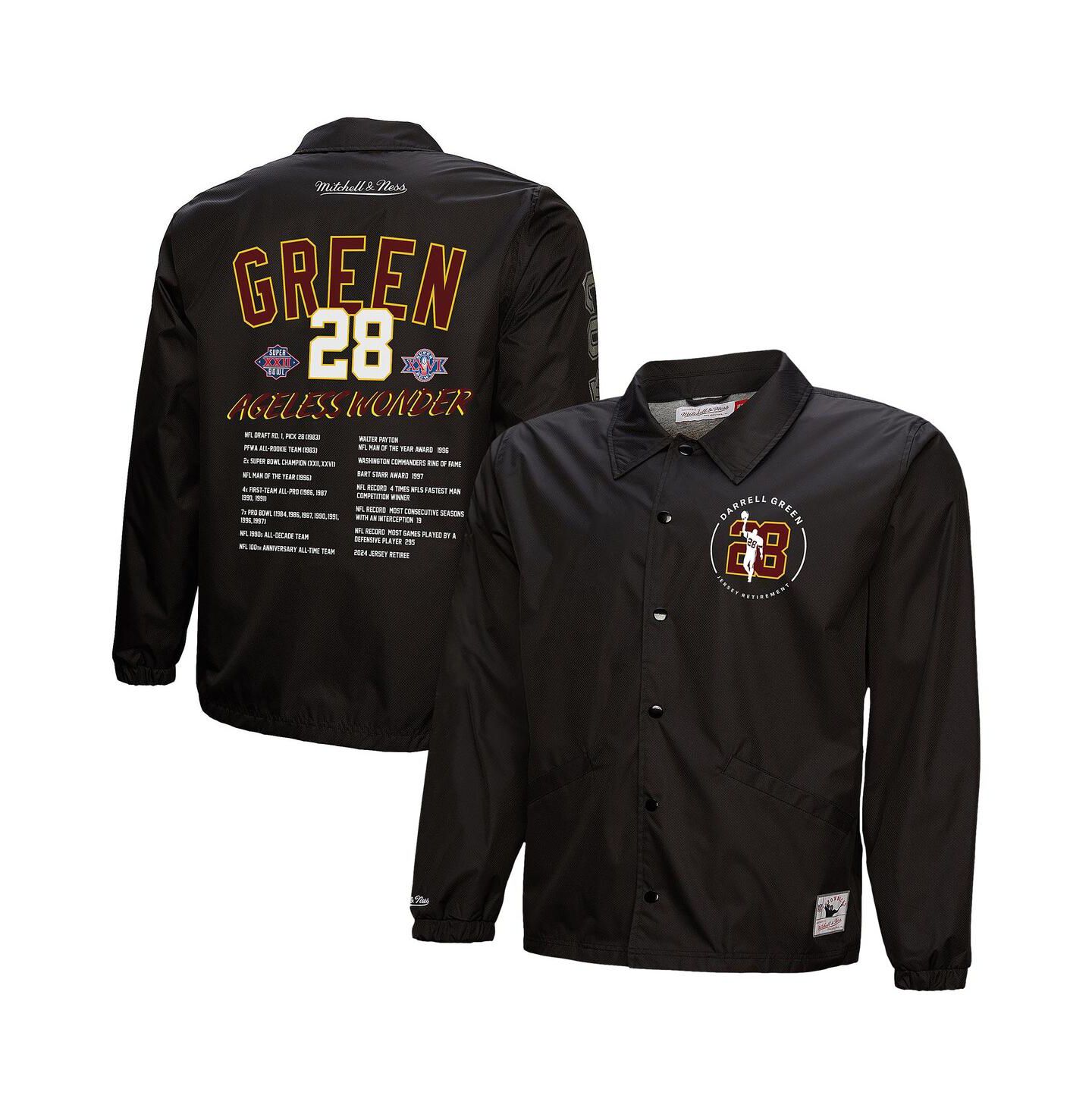 Мужская куртка Mitchell & Ness Darrell Green Black Washington Commanders Coaches Button-Up — фото 1