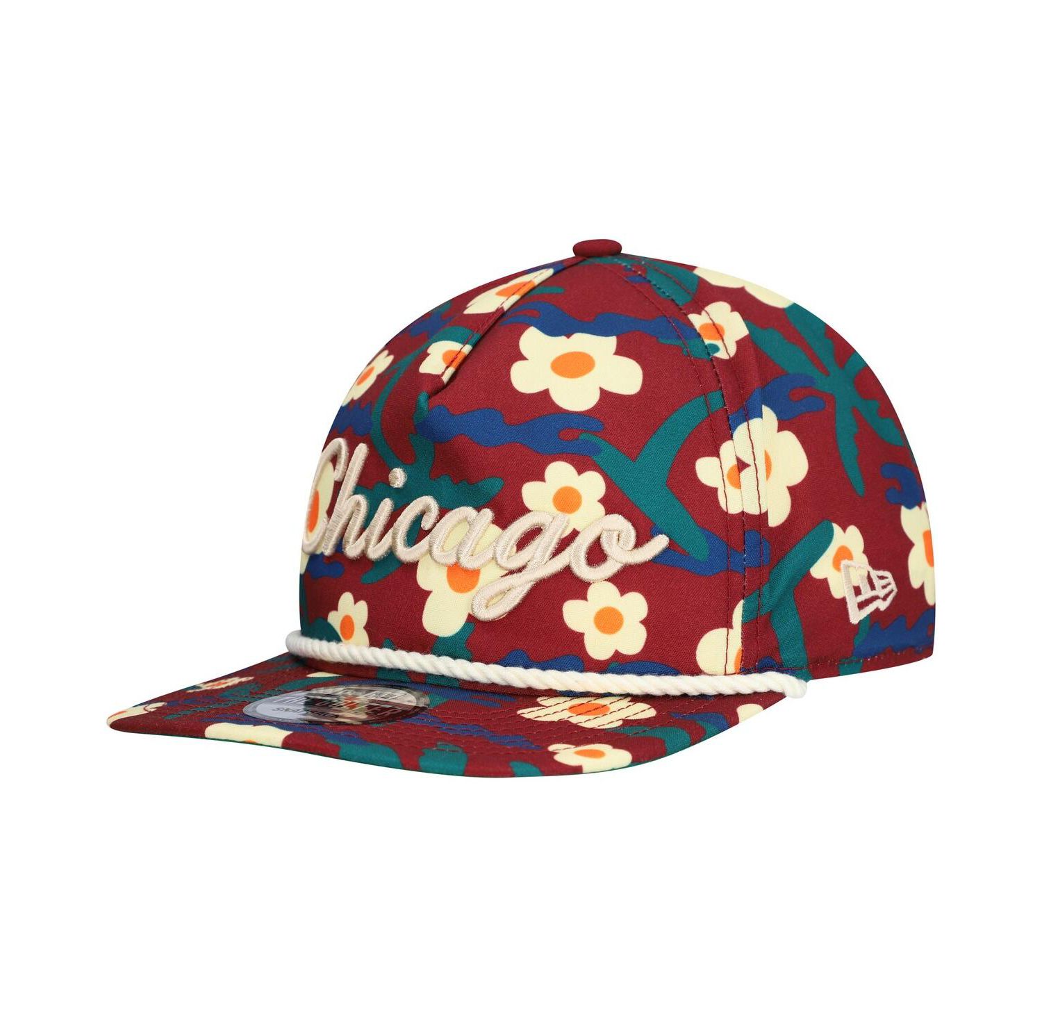 Men's Crimson Chicago Bulls Vacation Floral Golfer Snapback Hat