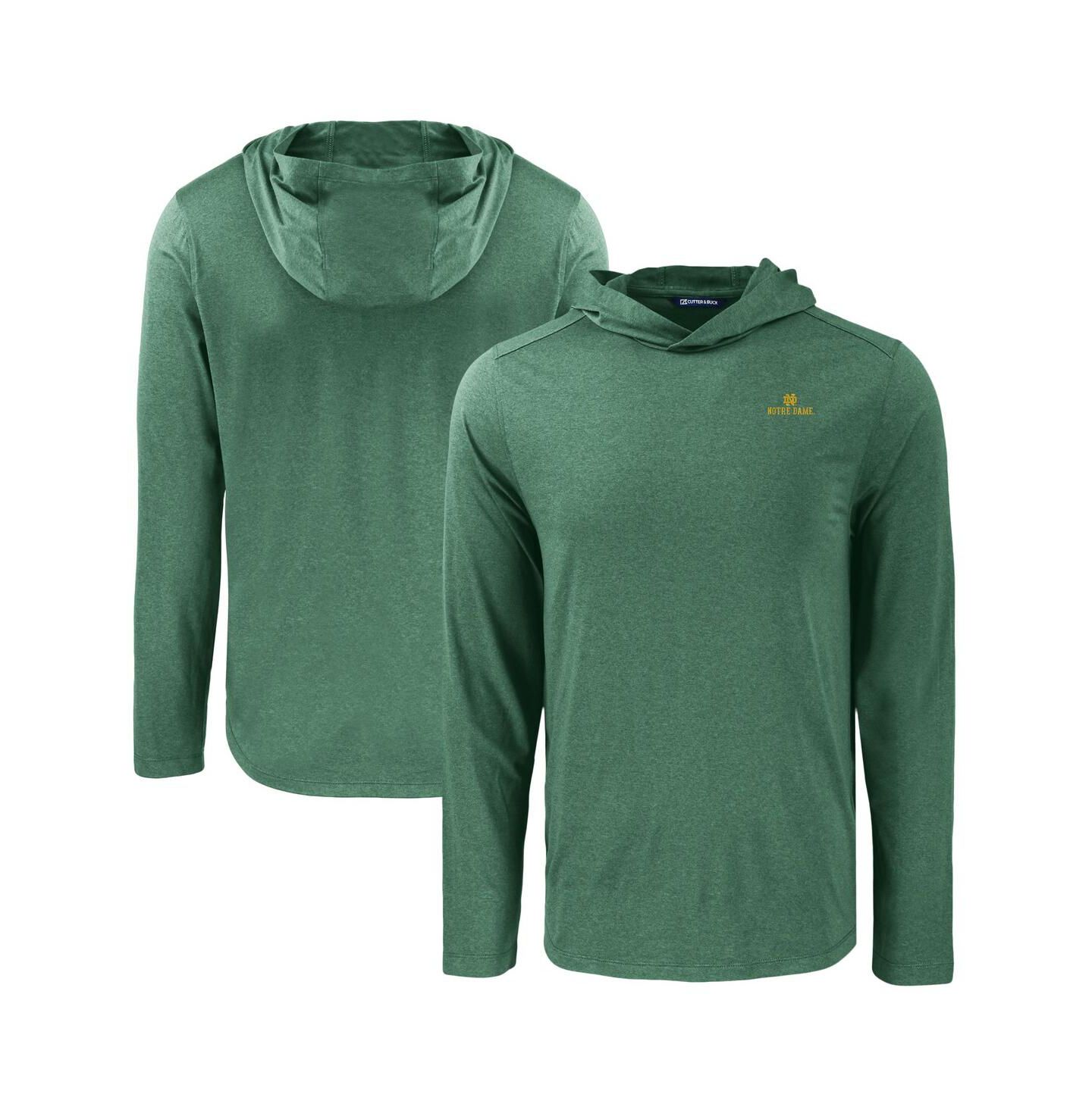 Мужское худи Cutter & Buck Green Notre Dame Fighting Irish Coastline Epic Comfort Eco Long Sleeve T-Shirt — фото 1