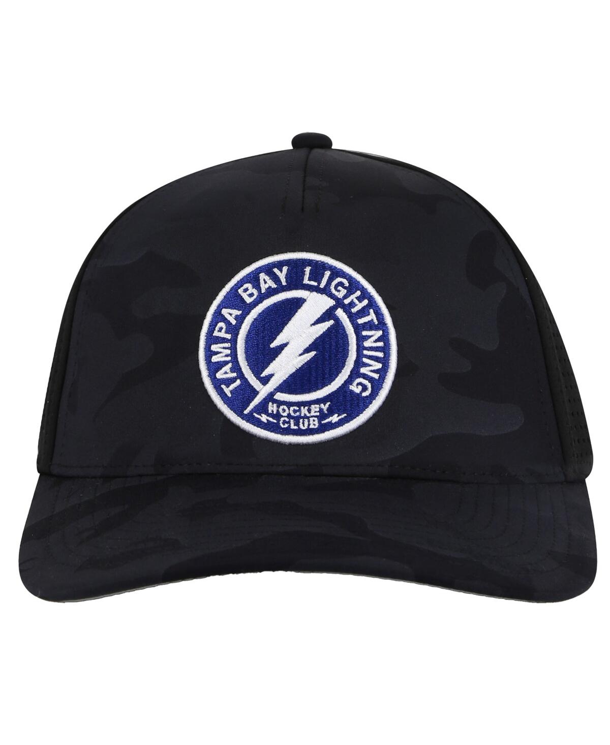 AMERICAN NEEDLE MEN'S BLACK TAMPA BAY LIGHTNING VALIN CAMO SUPER TECH VENTED ADJUSTABLE HAT 
