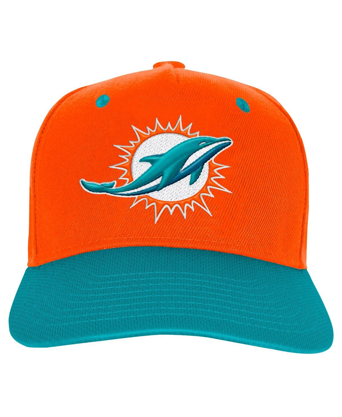 Outerstuff Big Boys And Girls Orange/aqua Miami Dolphins Pro-sport Precurved Structured Adjustable Hat In Orange,aqua