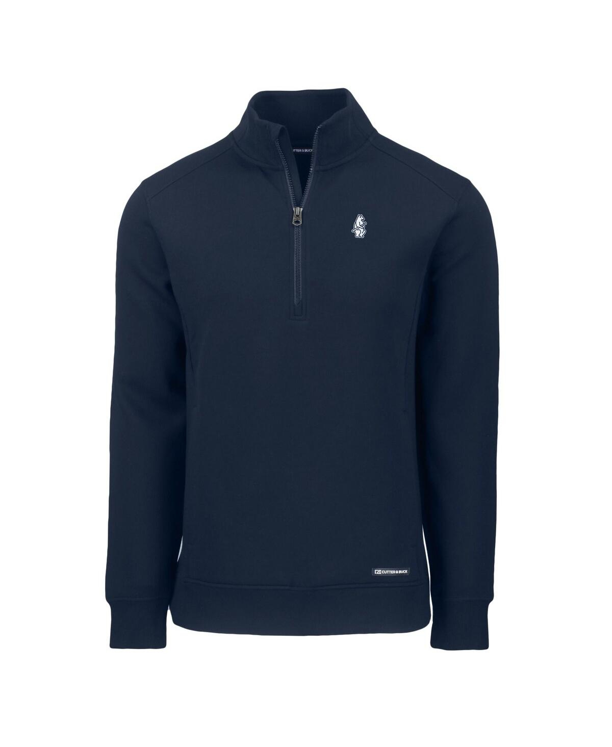 Cutter & Buck Men's Navy Chicago Cubs Cooperstown Collection Roam Eco Quarter-zip Pullover In Navy