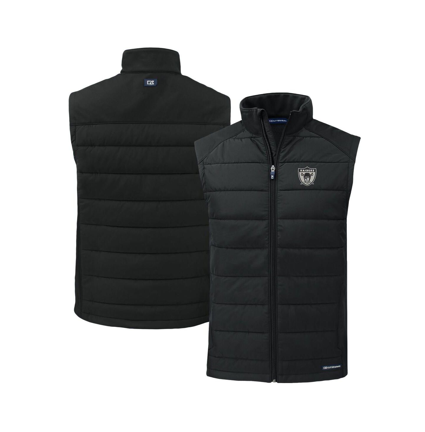 Мужской жилет Cutter & Buck Black Las Vegas Raiders Throwback Evoke Hybrid Eco Softshell Full-Zip Vest — фото 1