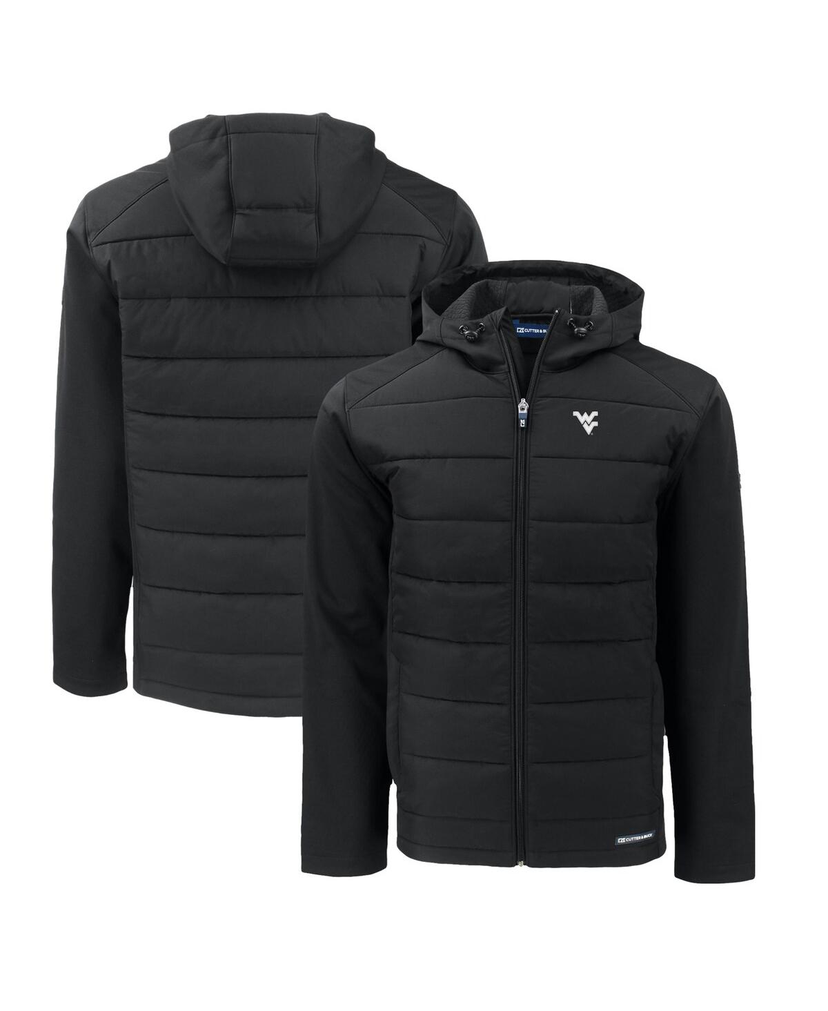 Cutter & Buck Men's Black West Virginia Mountaineers Evoke Hybrid Eco Softshell Full-Zip Hoodie Jacket - Black