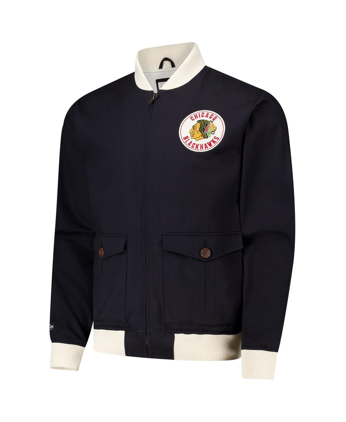 Mitchell & Ness Men's Black Chicago Blackhawks Vintage Coaches Cotton Twill Full-zip Jacket In Black