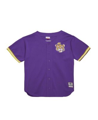 Men's Purple LSU Tigers Game Time Vintage Mesh Button Front Top
