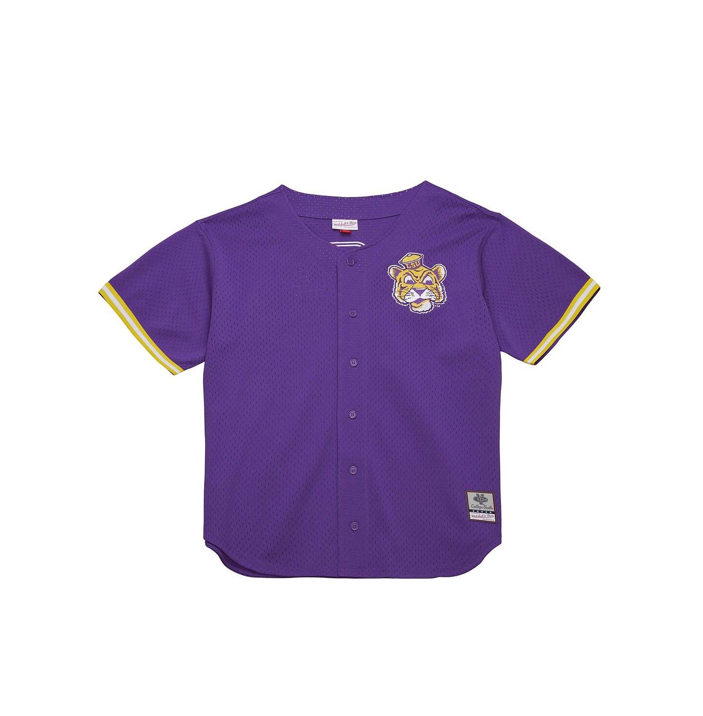 Мужской топ Mitchell & Ness Purple LSU Tigers Game Time Vintage Mesh Button Front — фото 2