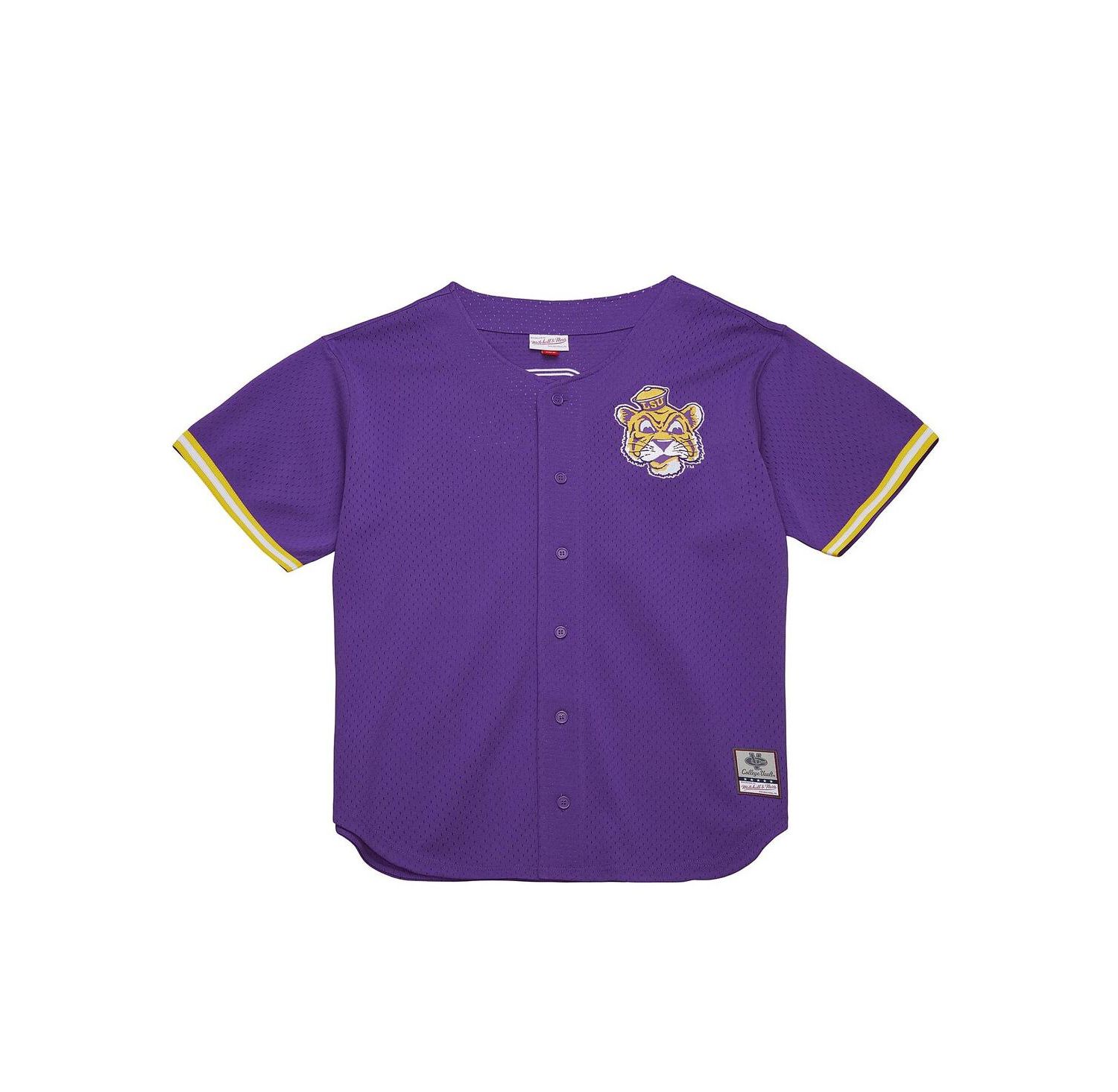 Men's Purple LSU Tigers Game Time Vintage Mesh Button Front Top