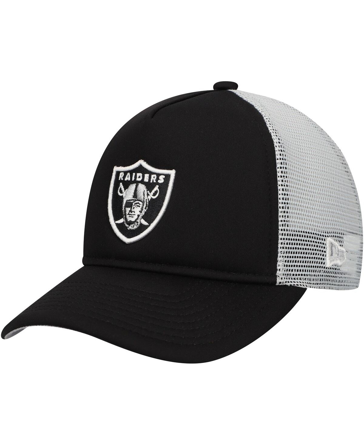 Shop New Era Big Boys And Girls Black Las Vegas Raiders A-frame 9forty Trucker Adjustable Hat