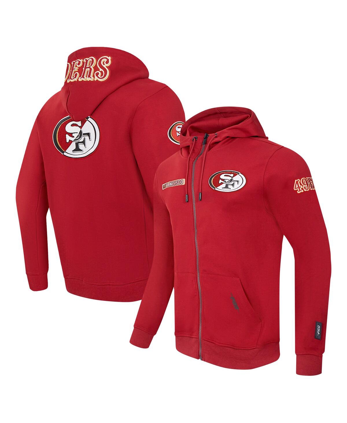Men's Scarlet San Francisco 49ers Split Logo Double Knit Full-Zip Hoodie - Scarlet
