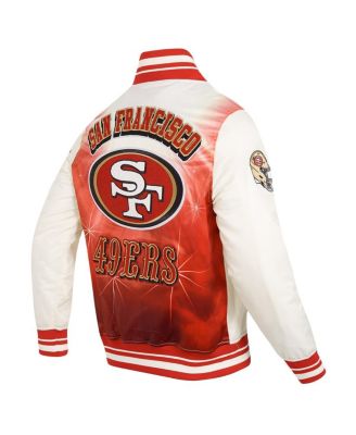 Men's Cream/Scarlet San Francisco 49ers Sublimated Satin Full-Snap Jacket