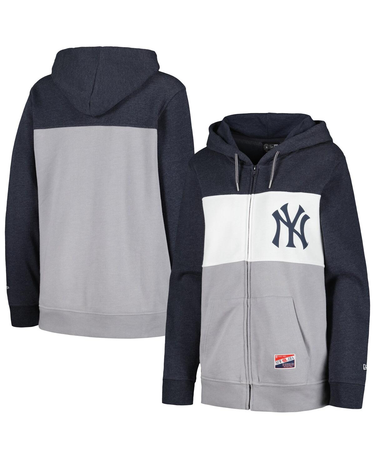 NEW ERA WOMEN'S NAVY NEW YORK YANKEES COLOR BLOCK FULL-ZIP HOODIE JACKET 