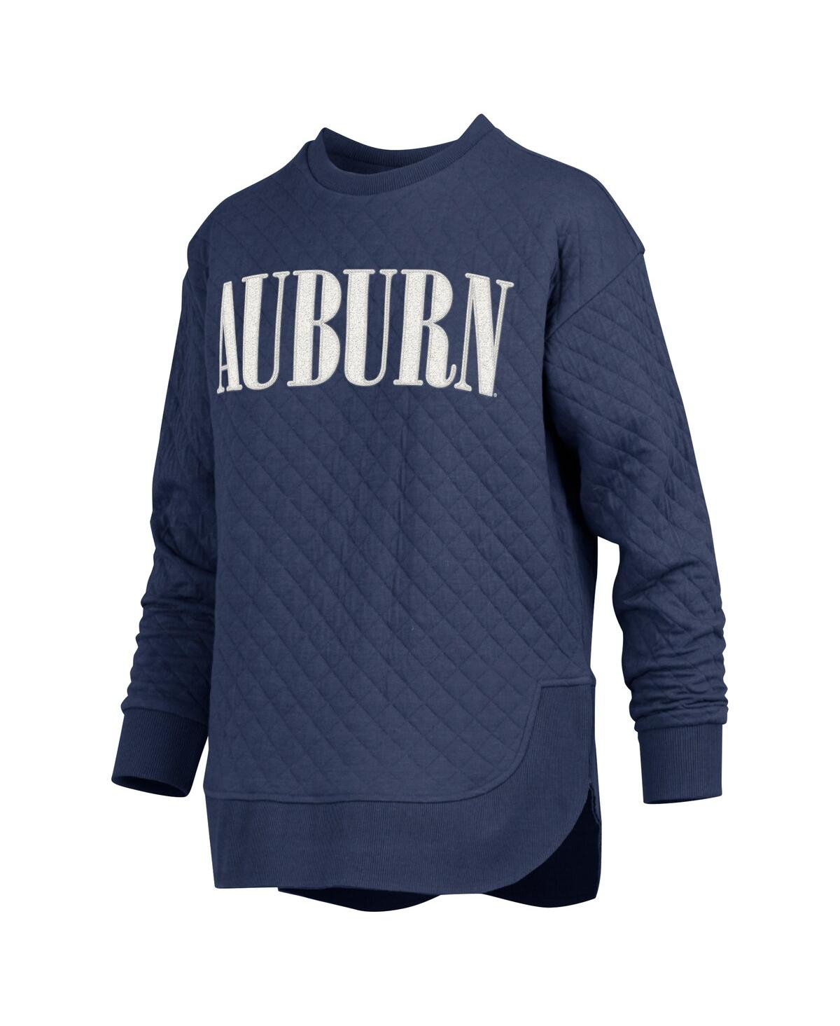 PRESSBOX WOMEN'S NAVY AUBURN TIGERS QUILTED LONG SLEEVE PULLOVER SWEATSHIRT 
