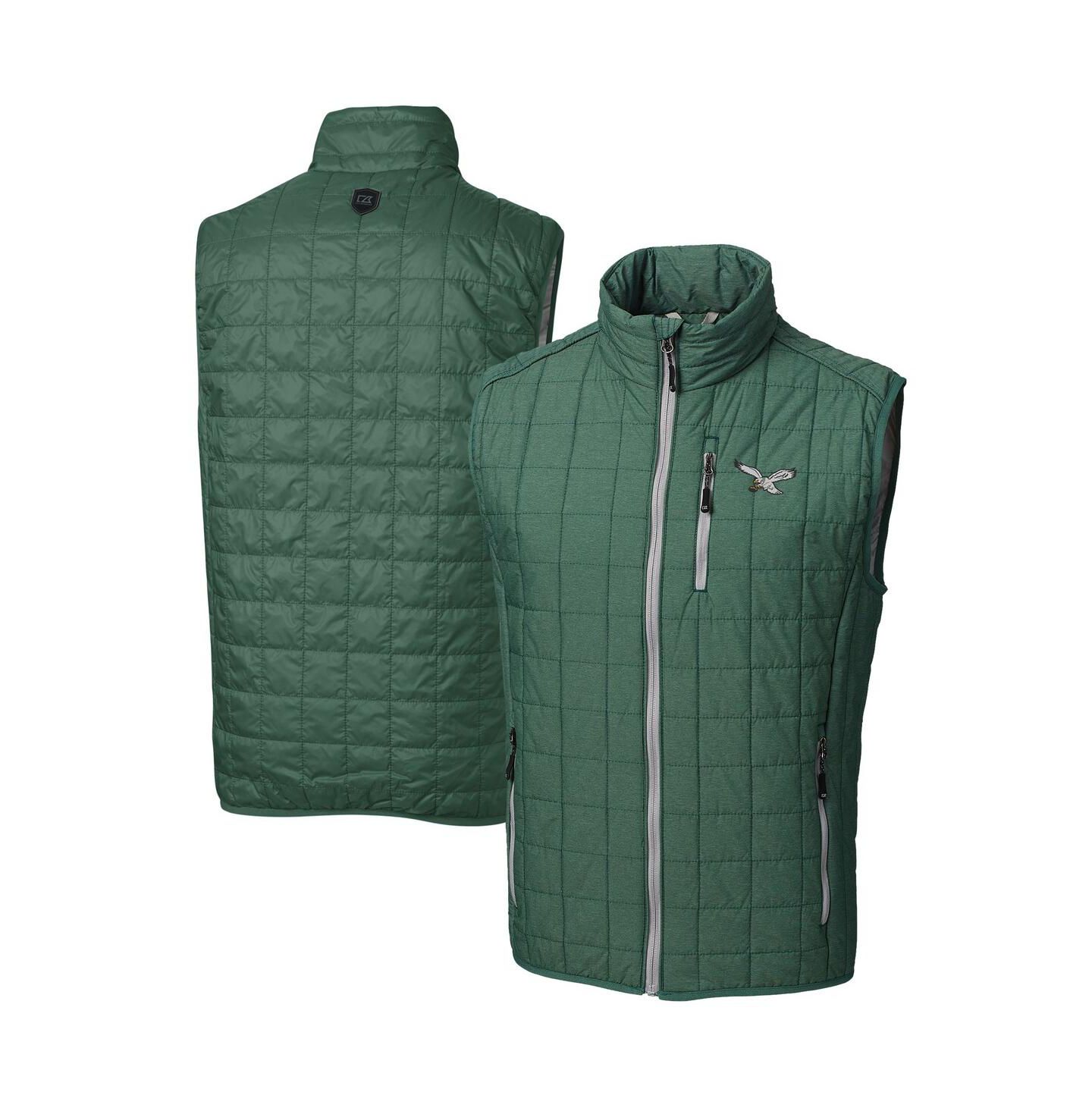 Мужской жилет Cutter & Buck Hunter Green Philadelphia Eagles Rainier PrimaLoft Eco Full-Zip Puffer Vest — фото 1