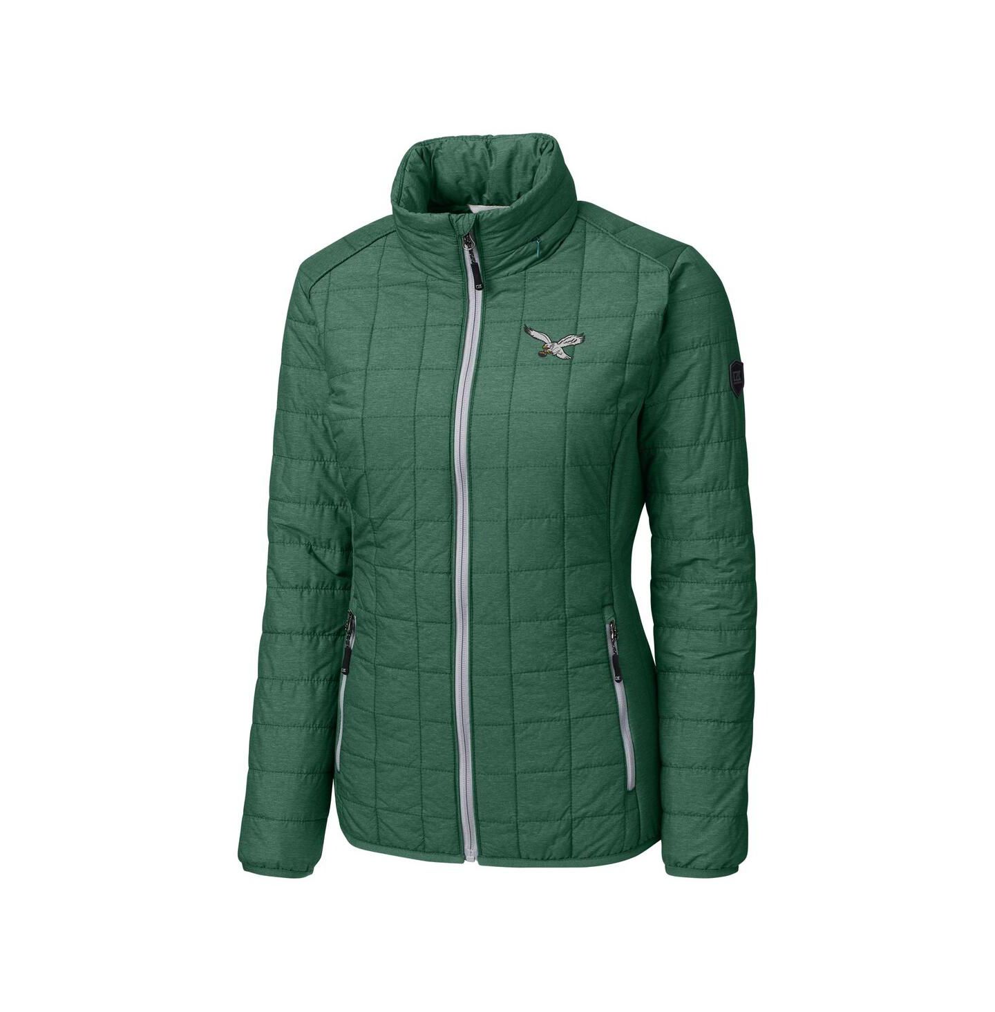 Женская куртка Cutter & Buck Green Philadelphia Eagles Gridiron Classics Logo Rainier PrimaLoft Eco Insulated Full-Zip Puffer — фото 3
