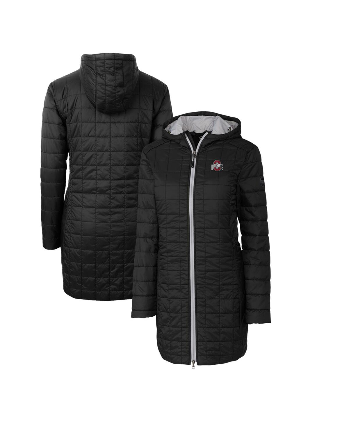 CUTTER & BUCK WOMEN'S BLACK OHIO STATE BUCKEYES RAINIER PRIMALOFT HOODED LONG COAT 