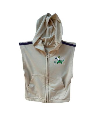 Girls Toddler 2-Piece Tan/Navy Notre Dame Fighting Irish Tri-Blend Sleeveless Full-Zip Hoodie and Tiered Skirt Set
