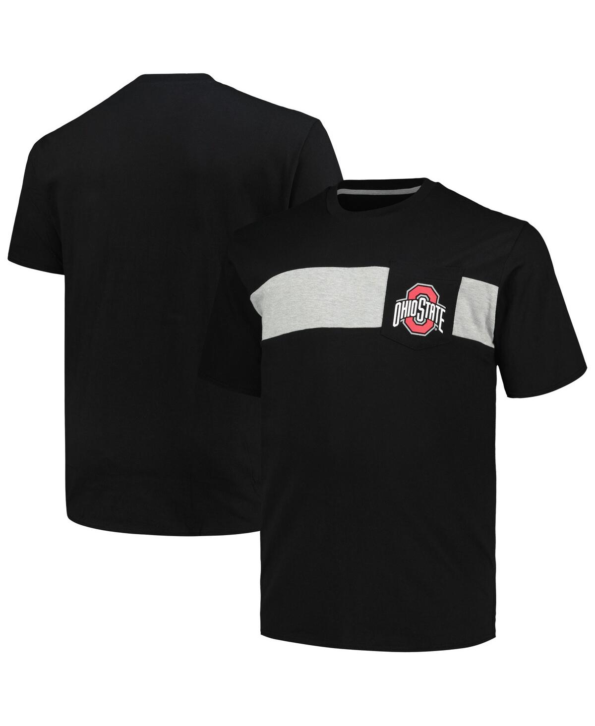 Men's Black Ohio State Buckeyes Big Tall Color Stripe T-Shirt - Black