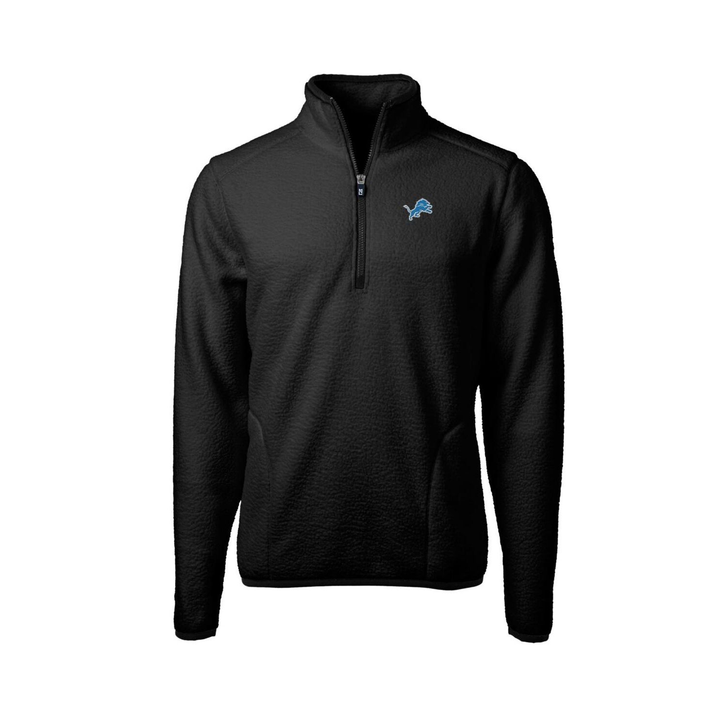 Men's Black Detroit Lions Big & Tall Cascade Sherpa Fleece Quarter-Zip Pullover Jacket