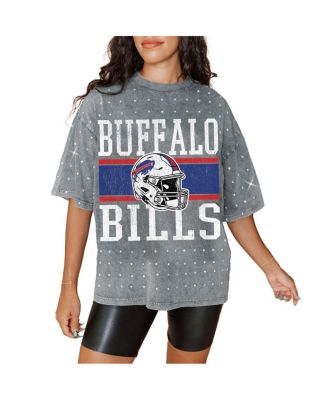 Gameday Couture - Women's  Gray Buffalo Bills Oversized Mini Rhinestone Classic T-Shirt