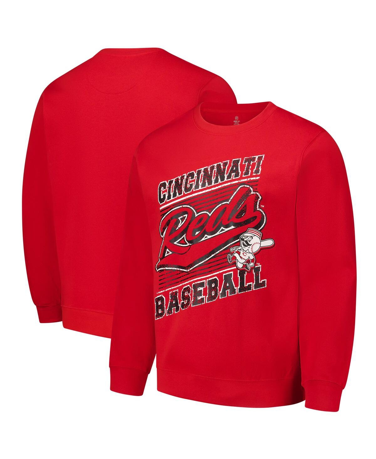 Shop Stitches Men's Red Cincinnati Reds Pullover Sweatshirt