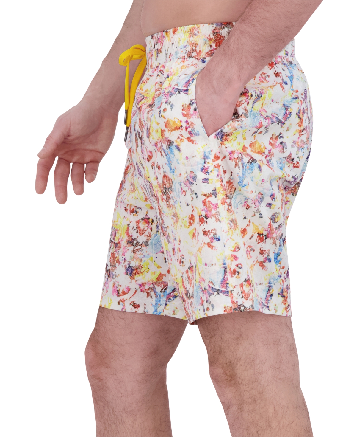 Robert Graham Men's Drew Floral Print Drawstring 7" Swim Trunks In Abstract Paisley