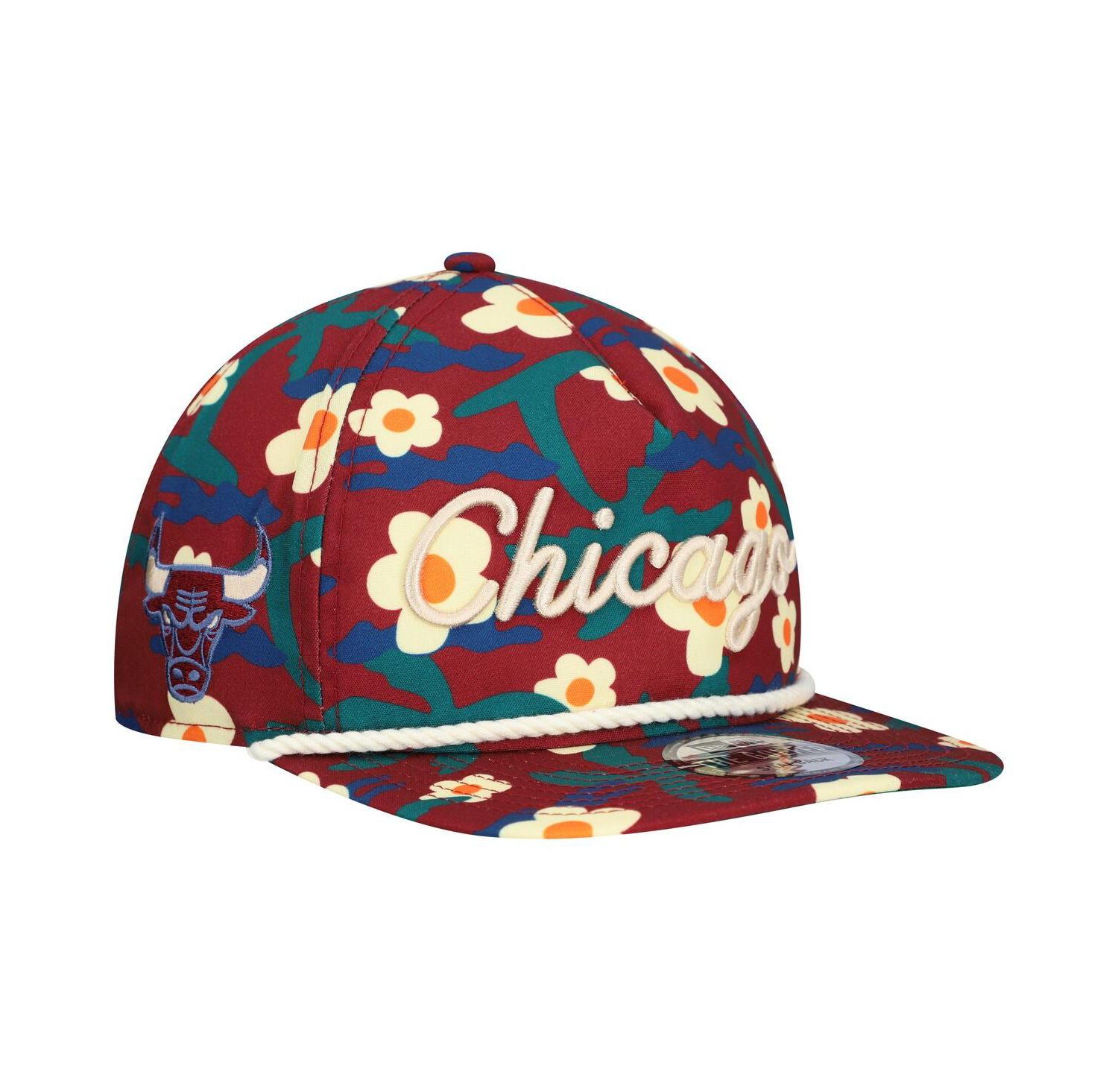 Men's Crimson Chicago Bulls Vacation Floral Golfer Snapback Hat