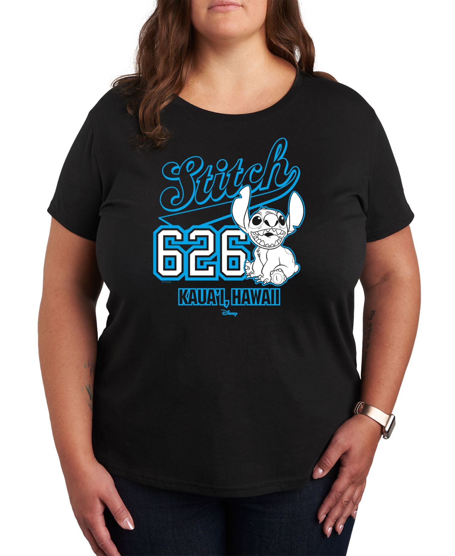 Trendy Plus Size Lilo and Stitch Core Graphic Crew Neck T-Shirt