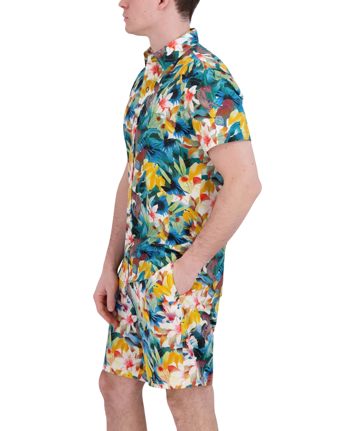 Robert Graham Men's Drew Floral Print Drawstring 7" Swim Trunks In Tigers