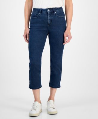 Petite High-Rise Cropped Straight-Leg Jeans, Exclusively at Macy's
