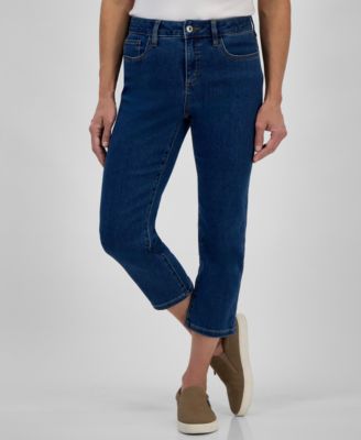 Petite High-Rise Cropped Straight-Leg Jeans
