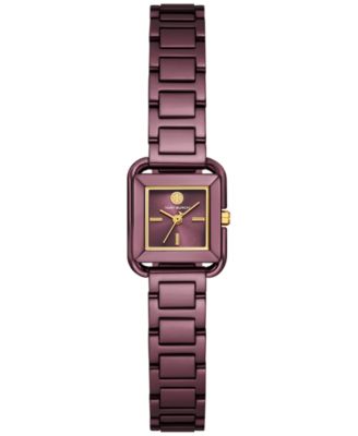 Tory Burch - Women's The Kira Square Purple Stainless Steel Bracelet Watch 18mm