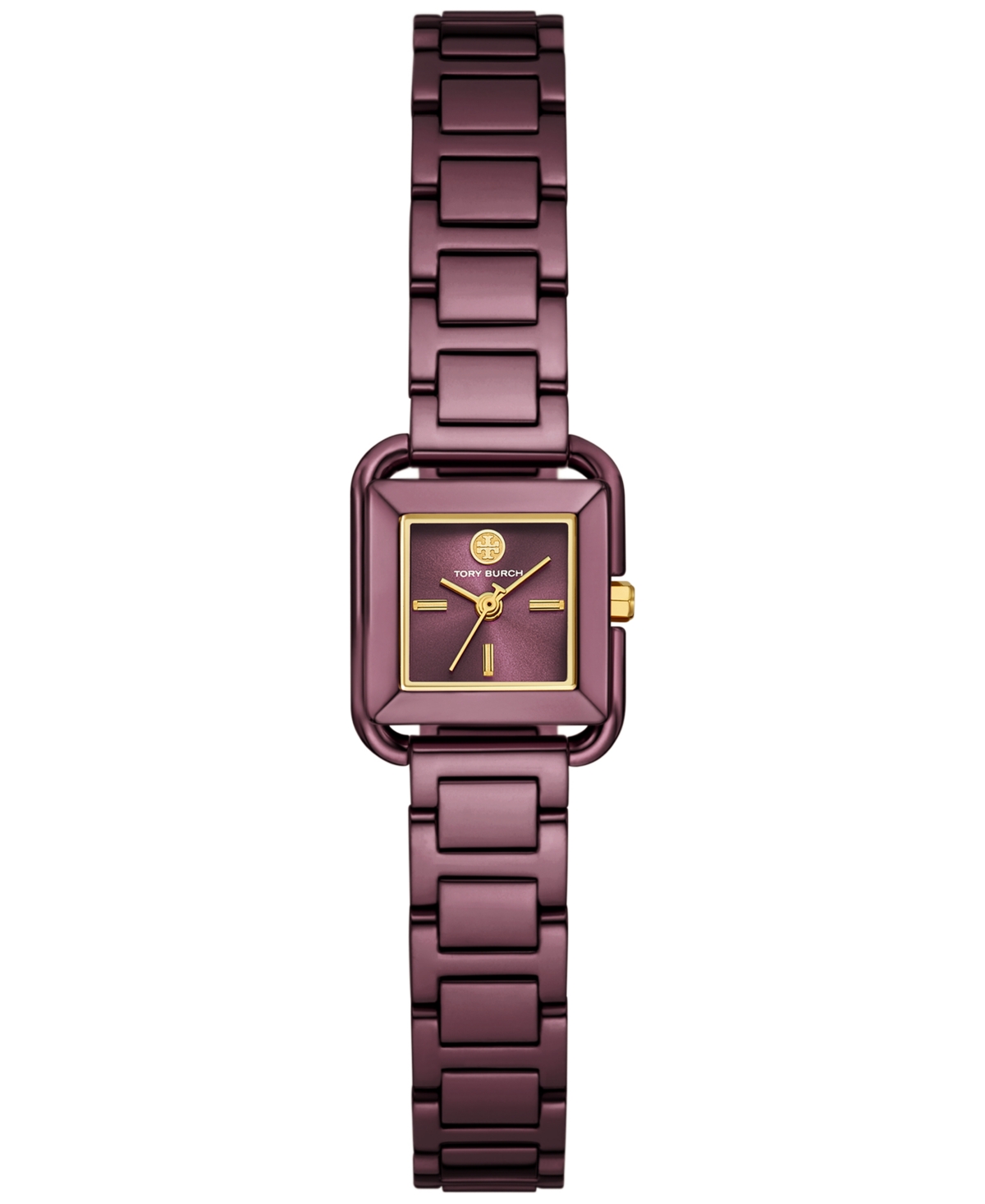Tory Burch Women's The Kira Square Purple Stainless Steel Bracelet Watch 18mm In Purple
